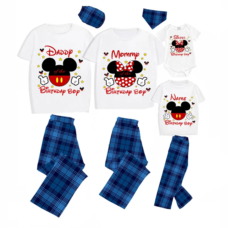 Family Matching Pajamas Exclusive Design Name Custom Birthday Celebration For Boys Cartoon Mice Gray Pajamas Set