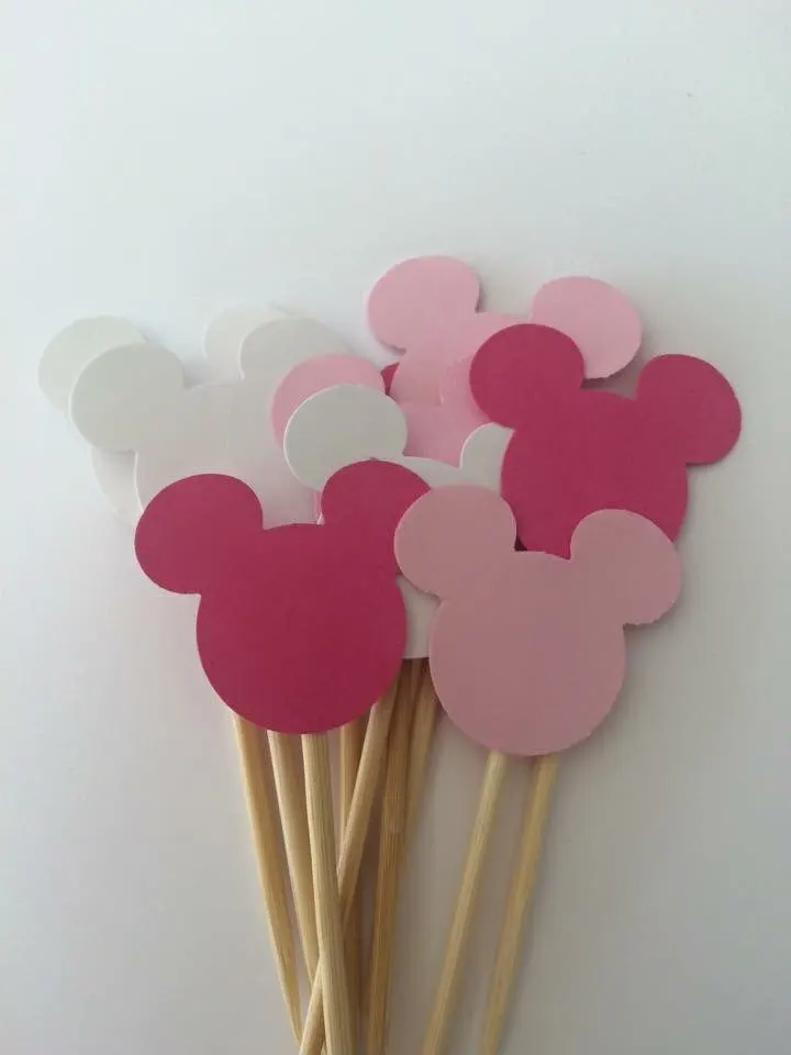 20cps мышь чашка торт Topper s первый день рождения Золотой topper розовый вечеринка