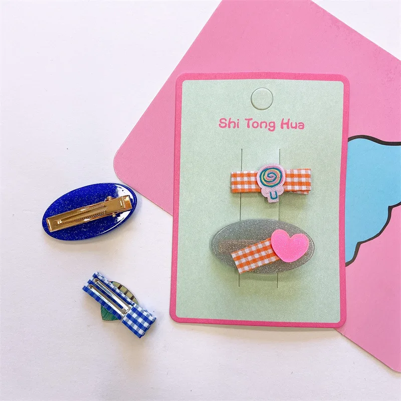 

2-pcs Set of New Love Fabric Fruit Barrettes Children Girl Hairpins Fashion Headbands Hair Accessories Clips for Kid Headdress