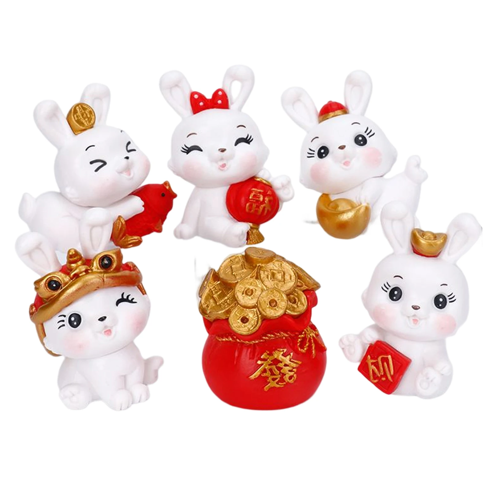 

6pcs Simulation Lovely Rabbit Action Figures Unique Design Simulation Models for Kids Familes Easter Christmas Gifts