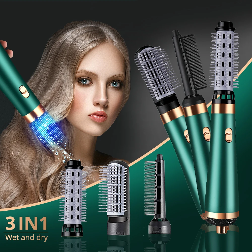 

1200w Hair Dryer Hot Air Brush 3 IN 1 Hair Curler Straightener Comb Curls One Step Hair Styling Tools Electric Ion Dryer Brush