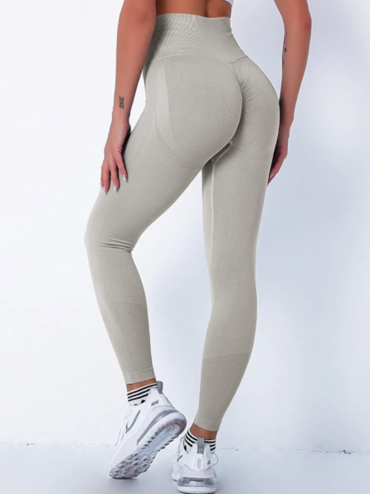 Женские Бесшовные Леггинсы с высокой талией спортивные эффектом пуш-ап для