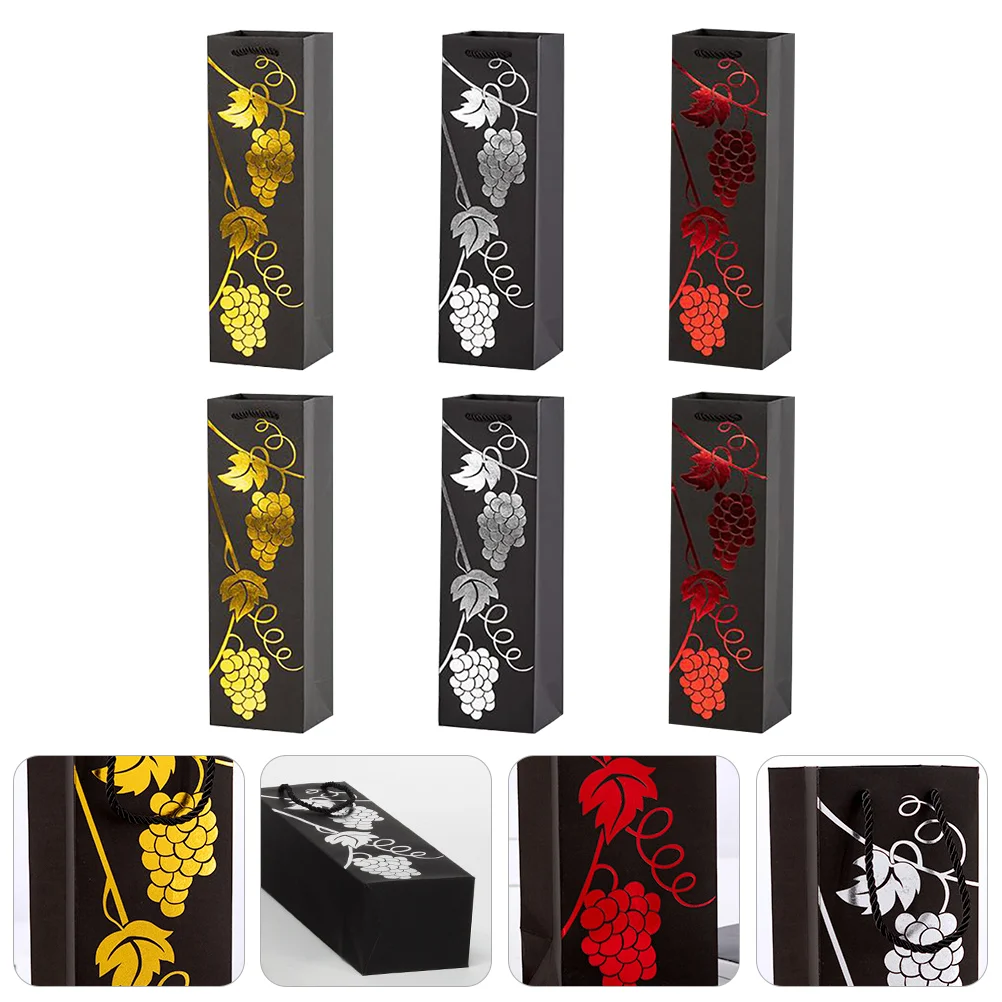 

Bottle Bags Carrier Tote Bag Paper 6 Reusable Covers Gifthandbag Holder Protector