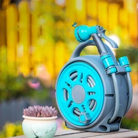 mini portable garden pipe hose reel cart with water spray gun set for cleaning car watering flowers vegetables 12meters pipe