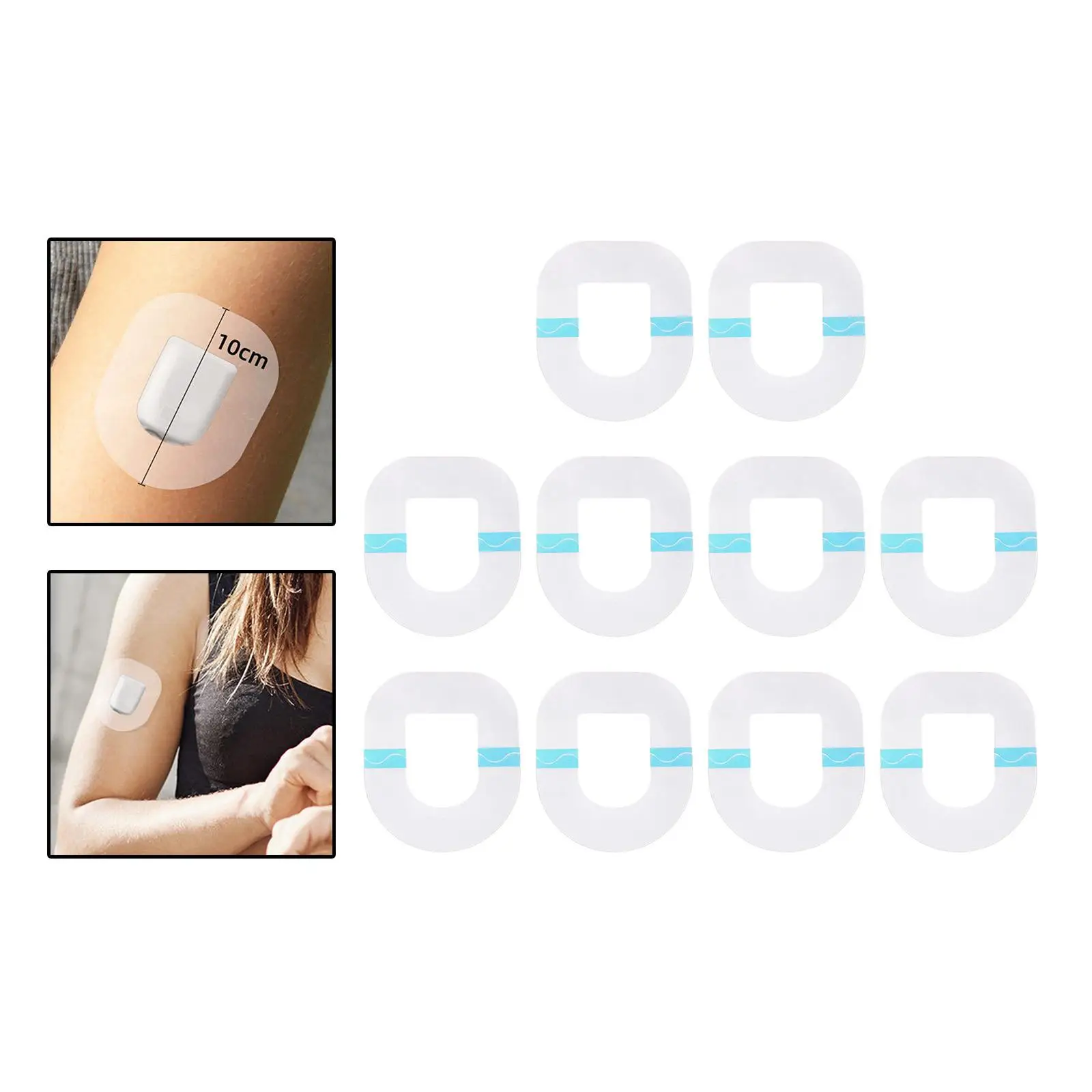 

10 Pieces Transparent Adhesive Patches Sensor Covers Overpatch Water Resistant Long Lasting Waterproof Patch for Biking Swimming