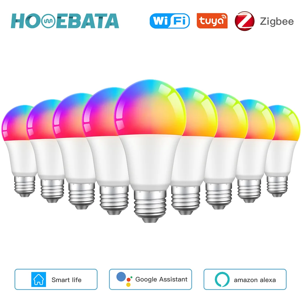 Умсветильник лампа Homebata Tuya, 15 Вт, Zigbee, 3.0, Wi-Fi, E27, RGBCW, с регулируемой яркостью, 90-250 В, светодиодная лампа для умного дома