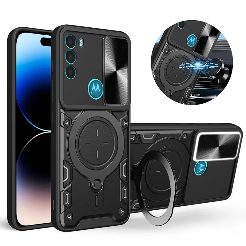 

Shockproof Case For Motorola Moto G71 5G Slide Camera Lens Phone Case Ring Stand Cover For Moto G71 5G Back Armor Fundas Coque