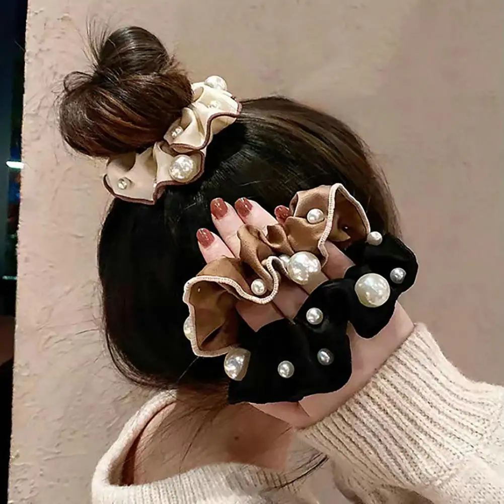 

Hair Ring Eye-catching Hair Rope Faux Pearl Decor Women Headwear
