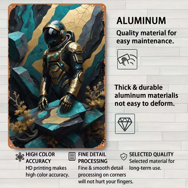 Астронавт Kintsugi абстрактный металлический постер Ретро металлическая фотография