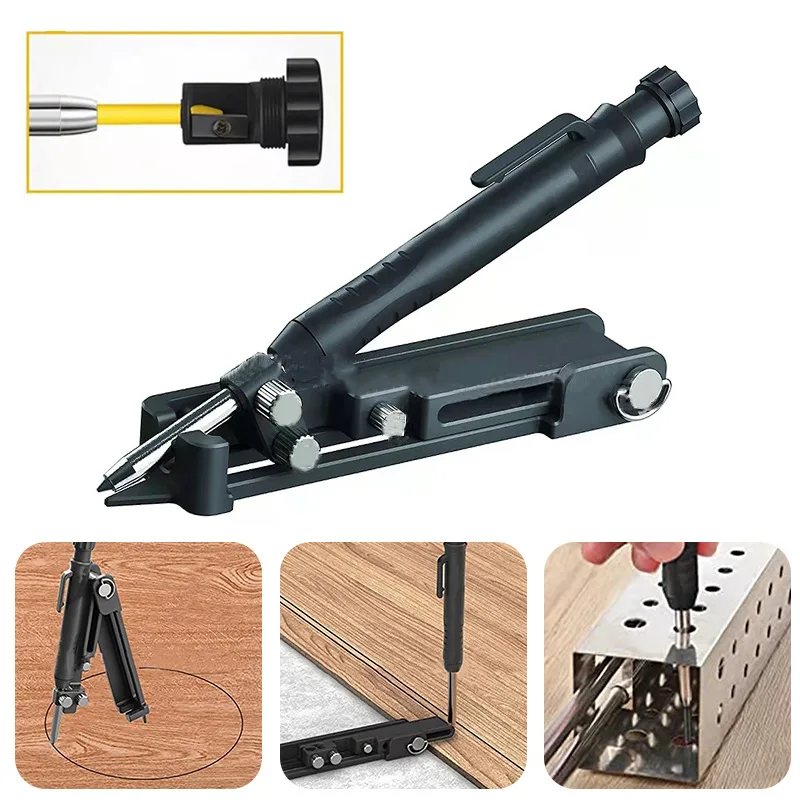 

Multi-function Graffiti Tool Woodworking DIY Scribing Pen Outline Ruler Measuring Pen with Deep Hole Multi-purpose Tool