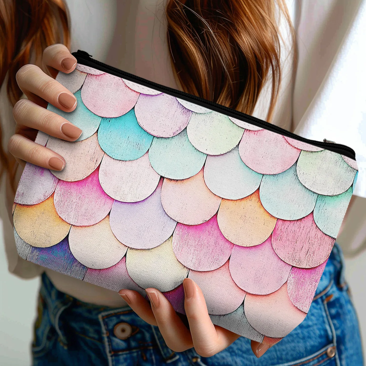1 шт. красочная косметичка в форме чешуи русалки для женщин на молнии сумки лучший