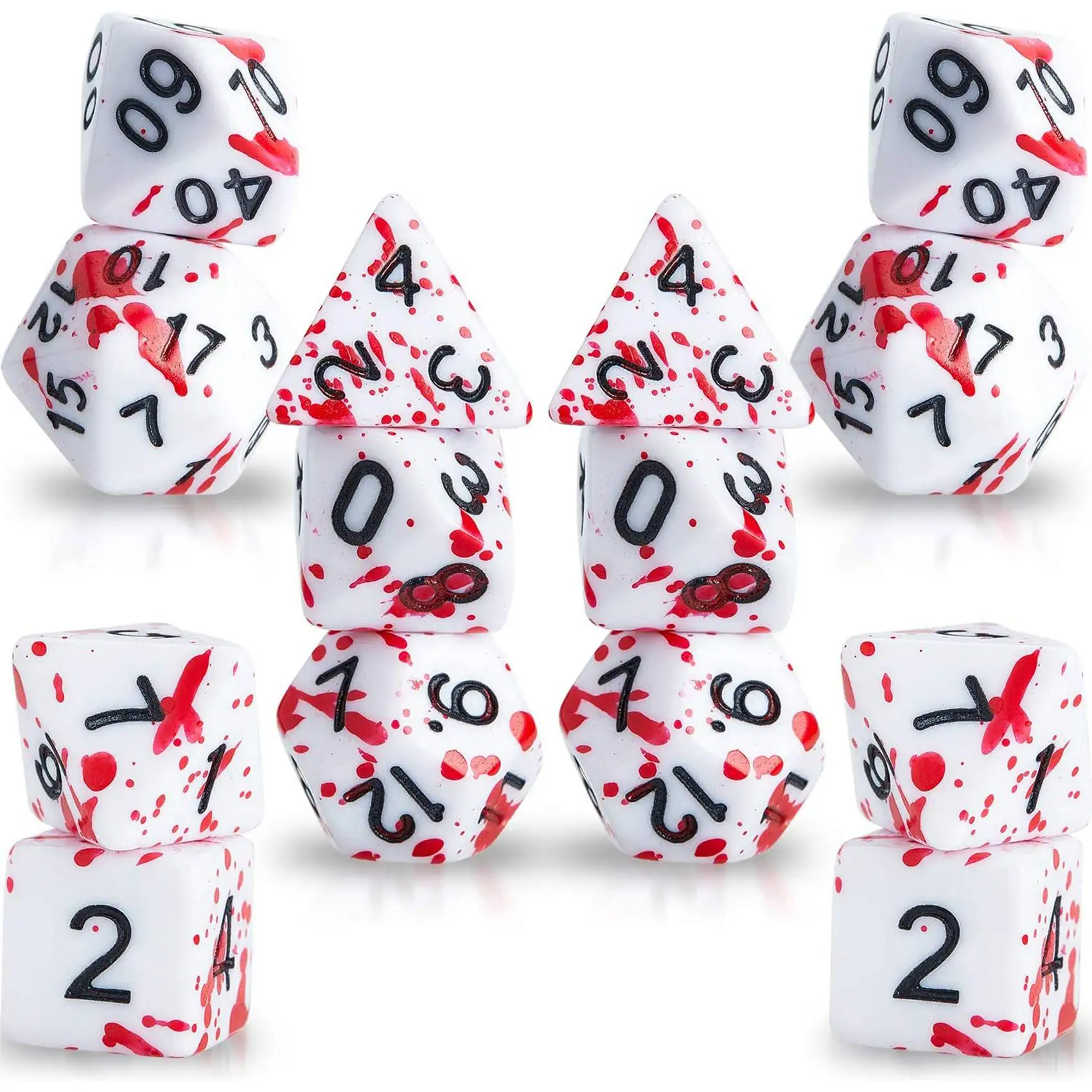 

14 Pieces Blood Splatter Polyhedral 7-Die Set for DND Role Playing Games