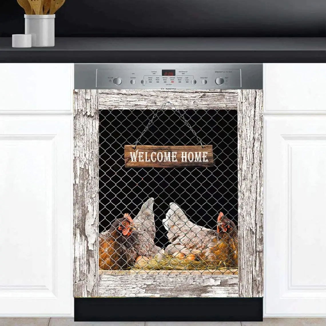 

Homega Farmhouse Chicken Dishwasher Magnet,Farm Rooster Refrigerator Decals Kitchen Decor,Chicken Mother Fridge Magnetic Panels,