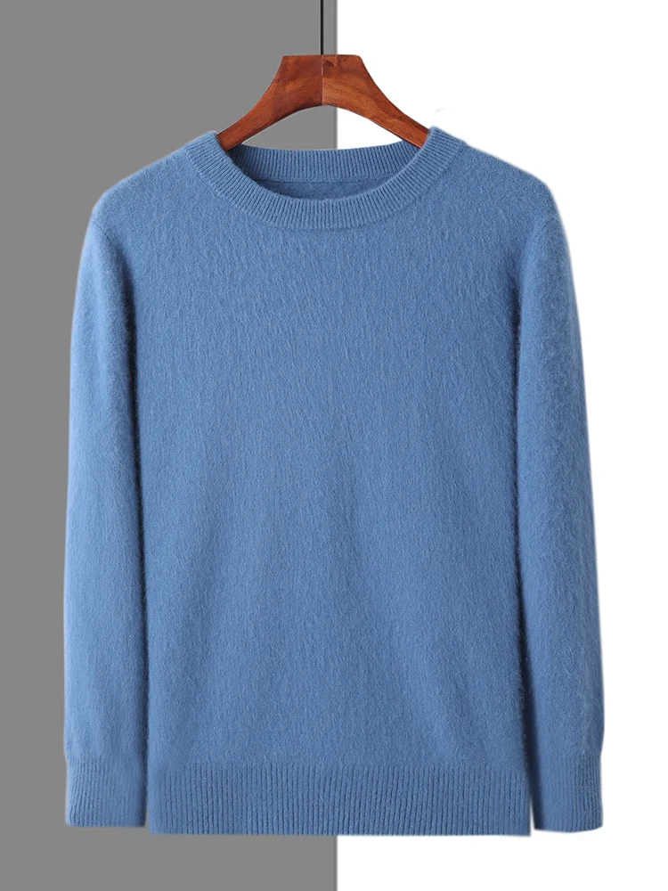Осенне-зимние толстые мужские кашемировые пуловеры с круглым вырезом свитер