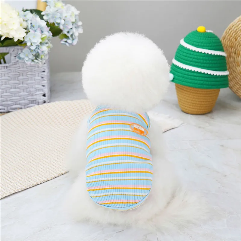 

Strips Dog Clothe Summer Dog Tshirt Hoodies For Small Dogs Shih Tzu Puppy Cat Sleeveless Vest Shirt Yorkie Terrier Pets Clothing
