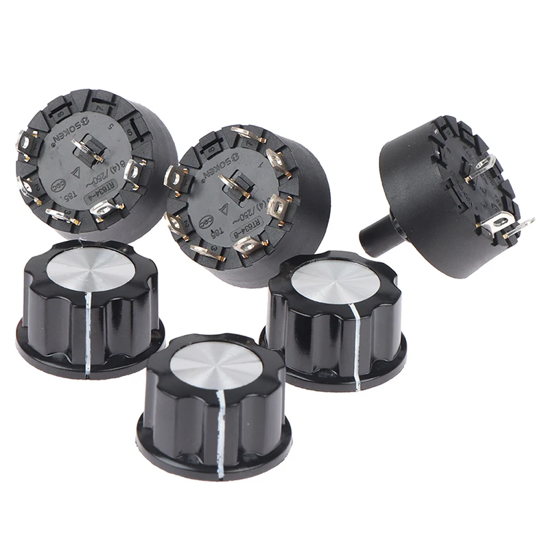 

1PCS 2/3/4/5/6/7/8 Gear with Knob Cap Rotary Gear Switch 6A 250V Power Switch