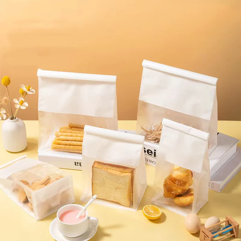 

50Pcs/Lot Open Top Iron Wire Sealed Bread Oilproof Packaging Bag Paper Baking Bags Hamburger Popcorn Bakery Storage Pouches