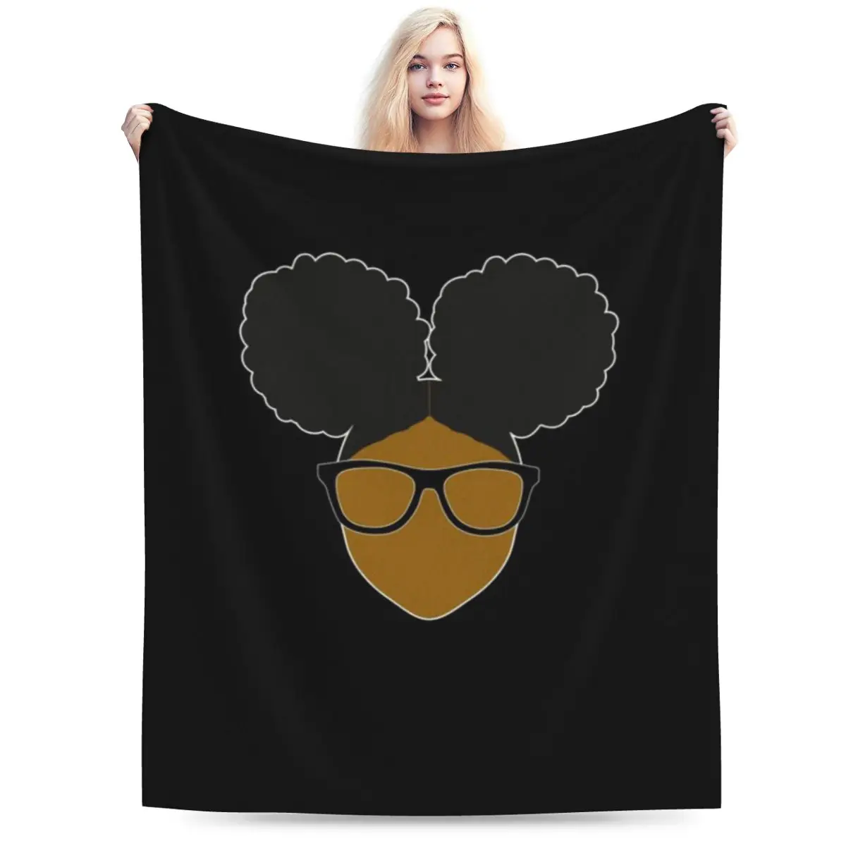 Afro Puffs Black Girl Nerd (Blerd) Ультрамягкое одеяло из микрофлиса