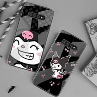cartoon sanrio kuromi cute phone case tempered glass for samsung s20 ultra s7 s8 s9 s10 note 8 9 10 pro plus cover