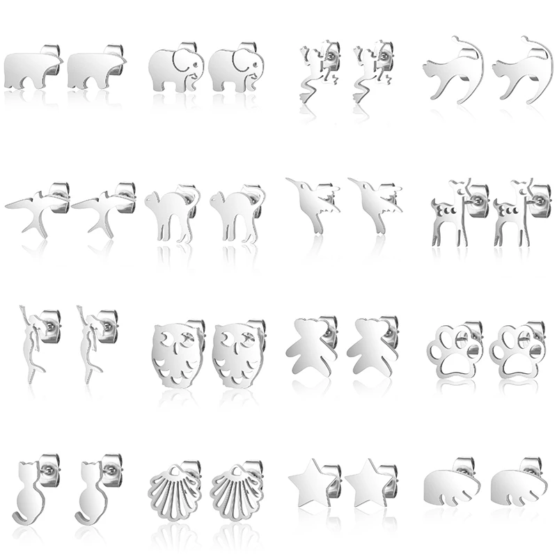 Женские серьги-гвоздики из гладкой нержавеющей стали | Серьги-гвоздики