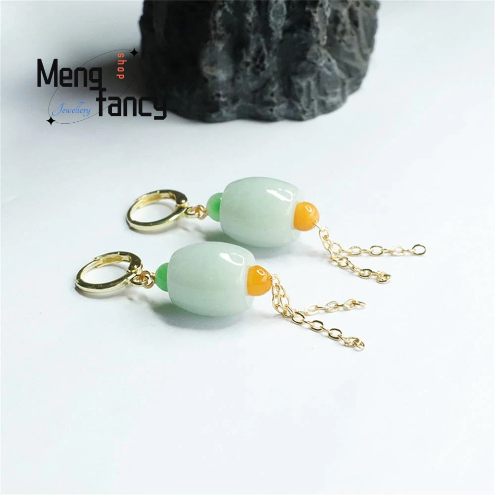 Серьги из Мьянмы A-goods Jadeite Lulutong изысканные Элегантные Простые высококачественные