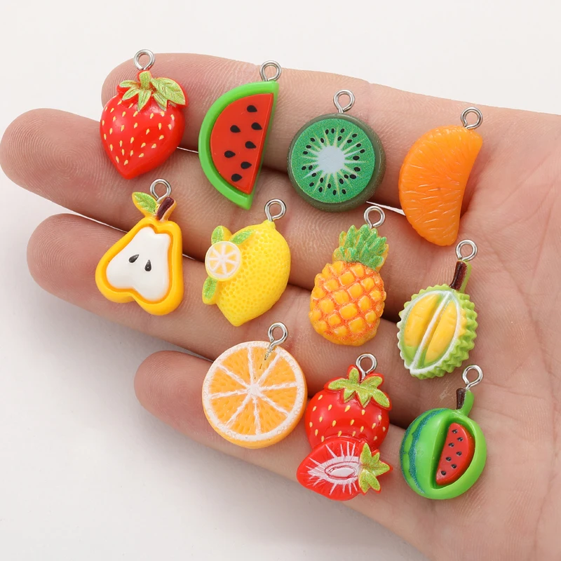 20 шт. подвески в виде фруктов из смолы виноград клубника арбуз яблоко кулон
