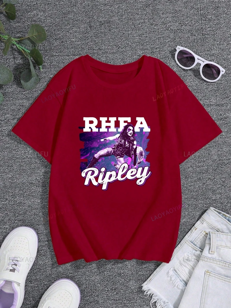 Футболка с принтом Rhea Ripley Wrestler топ Neutral Trend Harajuku нейтральная рубашка короткими