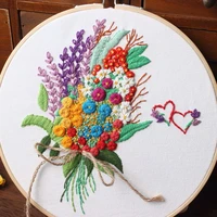 european style artcraft material pack with hoop bouquet flower needlecraft embroidery kit cross stitch needlework