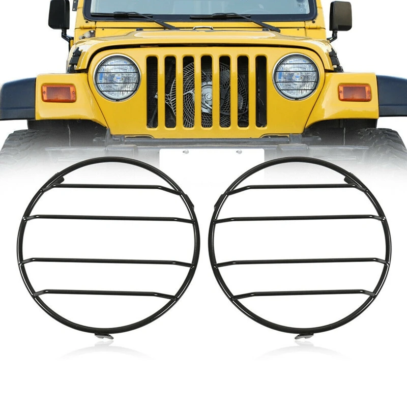 Черная защитная крышка для фар евро подходит Jeep Wrangler TJ 1997-2006 гг.
