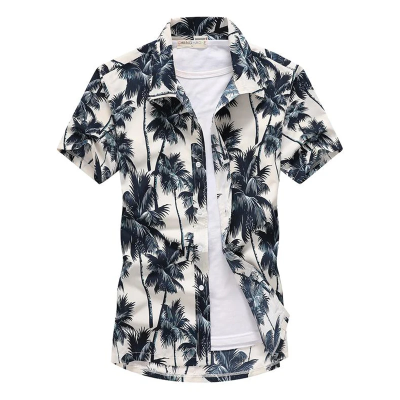 

Summer Men's Shirts Hawaiian 3D Fashion Printed Coconut Tree Men's Short Sleeves Lapel Shirts Mens Clothing Plus Size 5XL