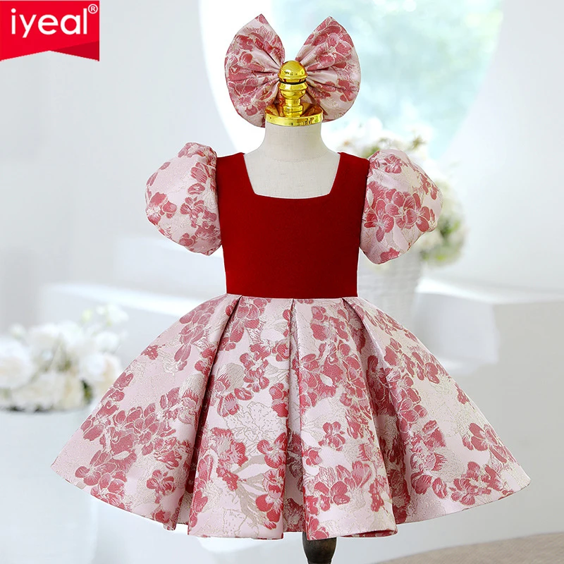 

Платье IYEAL для девочек на 1-й день рождения, платье для ведущей, платье принцессы, платье для маленькой девочки, красное платье для выступления на пианино