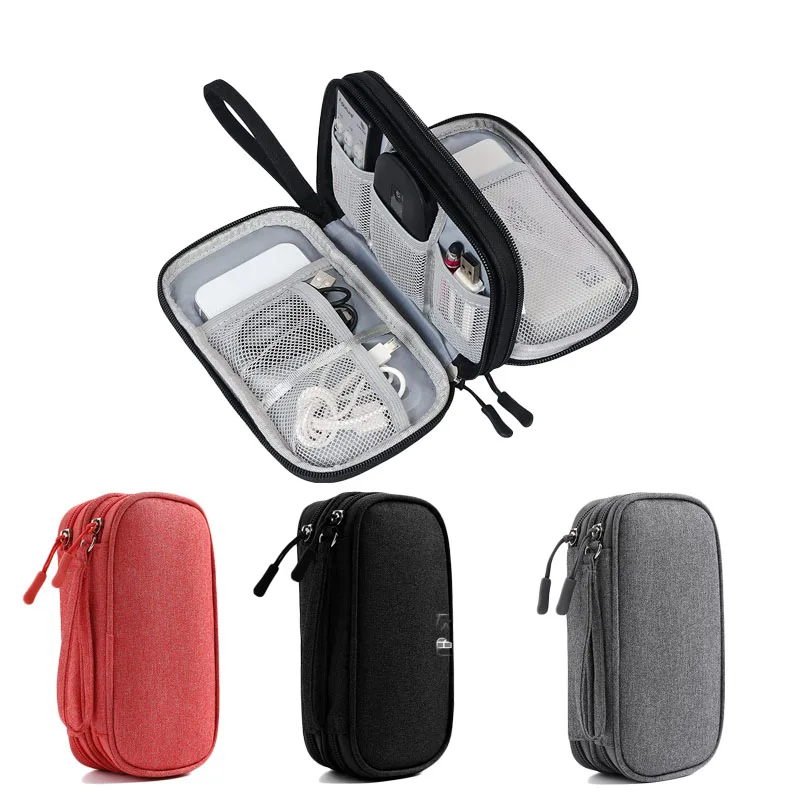 

Travel Organizer Cable Bag Pouch Electronic Accessories Carry Case Portable Waterproof Double Layers Storage Bag for Cable Cord