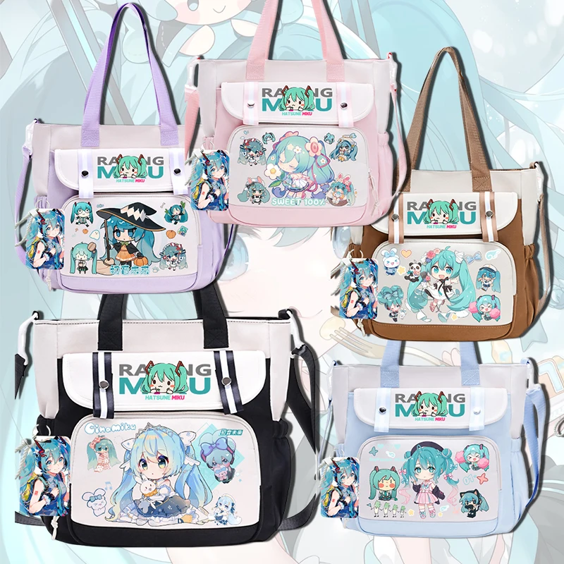 Kawaii Хацунэ Мику DIY самодельные аниме-узоры большая вместимость сумки для