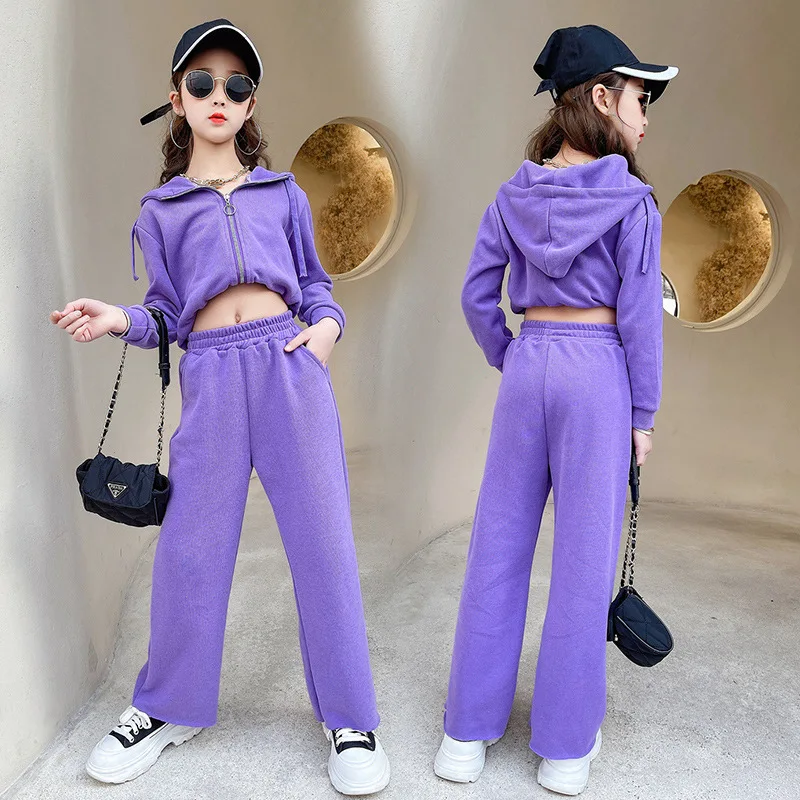 

Спортивный комплект для девочек, весна 2023, свободные толстовки, спортивный костюм, детская повседневная верхняя одежда с длинным рукавом и ...