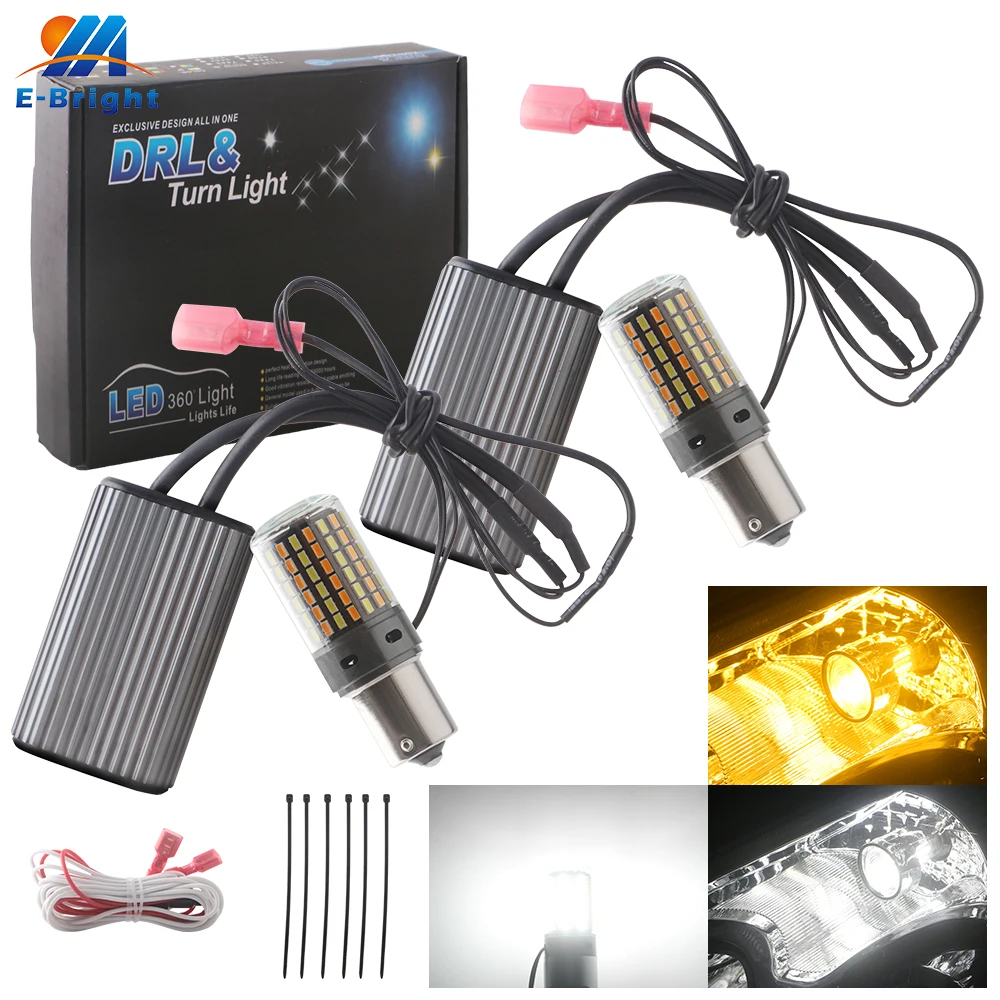 

2 шт. P21W 1156 BA15S BAU15S PY21W Canbus без ошибок светодиодные фонари 7440 W21W T20 автомобильный DRL указатель поворота двухрежимный переключатель двухцветный