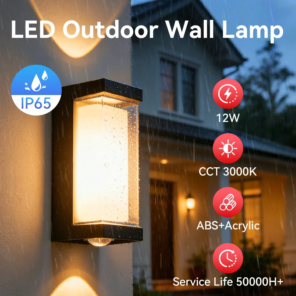 

Светодиодный Настенный Светильник С Теплым Светом 110-220В, Уличный Светильник Для Крыльца, Водонепроницаемый, Для Сада, Двора