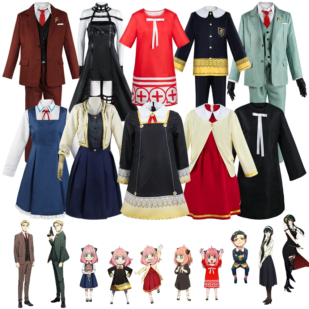 

Anime Spy Family Cosplay Costume Yor Forger Dresses Halloween Comic Con Dress Up Uniform Loid Anya Cosplay Women Men Girls Boys