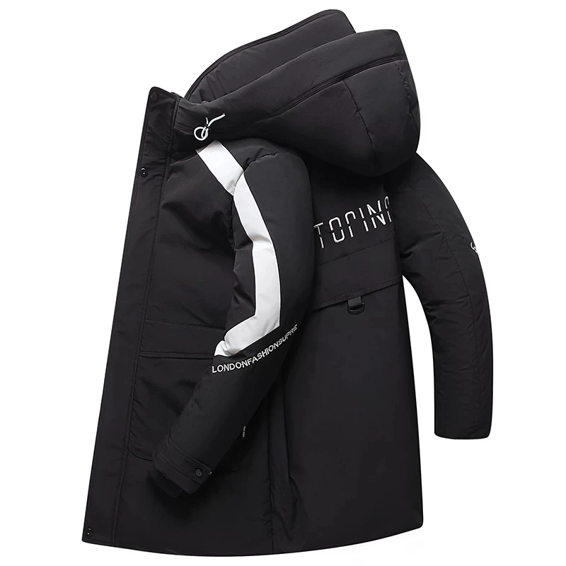 Fashion Winter Down Jacket Mens White Duck Hooded Long Coat 2022 Korean Thick Warm Parka Coats Men -30 Degree Down Jackets