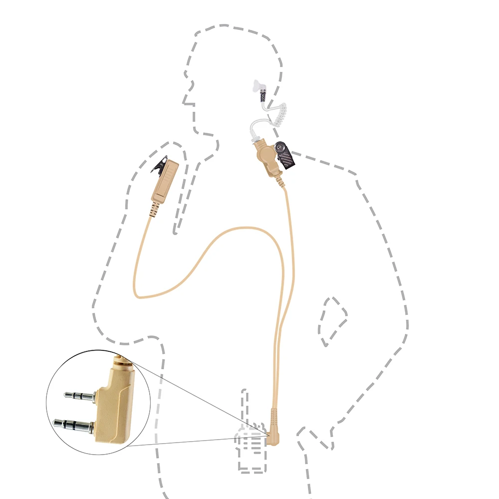 High-qualit2 Pin PTT MIC Headset Covert Acoustic Tube In-ear Earpiece For TYT Kenwood Baofeng UV-5R BF-888S CB Radio Accessories