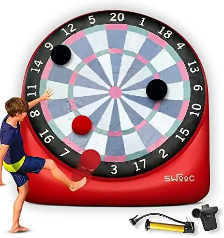 

- Giant Kick Darts (Over 6ft Tall) with Over 15 Games Included - Giant Inflatable Outdoor Dartboard with Soccer Balls, Air &amp