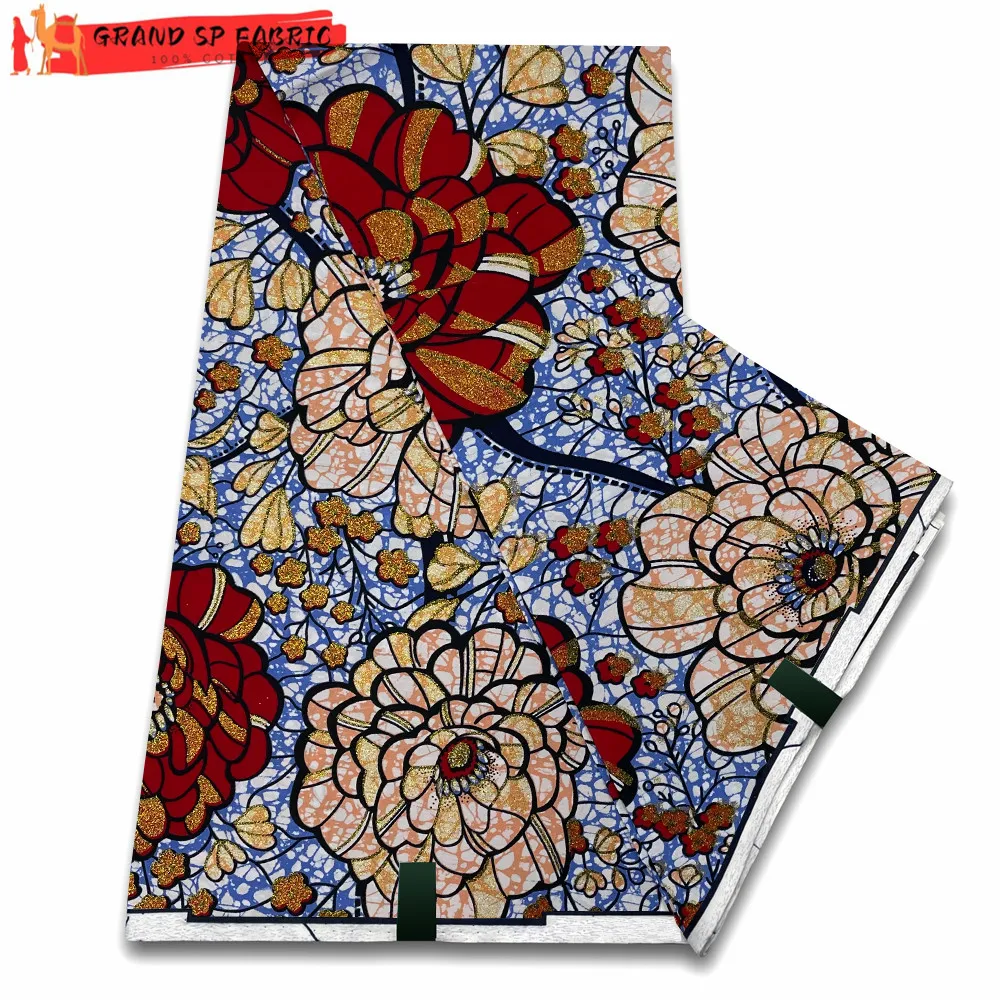 

Grand Super 100% Cotton African Wax Fabric High Quality Wax Print Ankara Fabric For Sewing 6yards Women Fabric VLS87