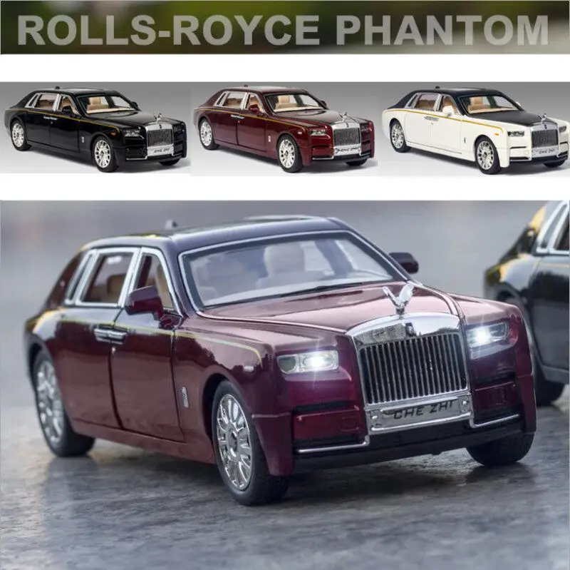 

1:24 Rolls Royce Phantom Alloy Car Model Sound and Light Pull Back Collection Diecast Vehicles Car Toys for Kids