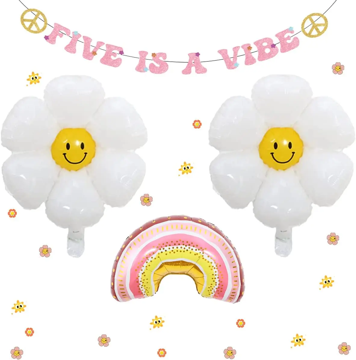 

Five Is A Vibe Groovy 5th Birthday Party Decorations Rose Gold Five Is A Vibe Banner Hippie Retro Theme Party Supplies for Girls