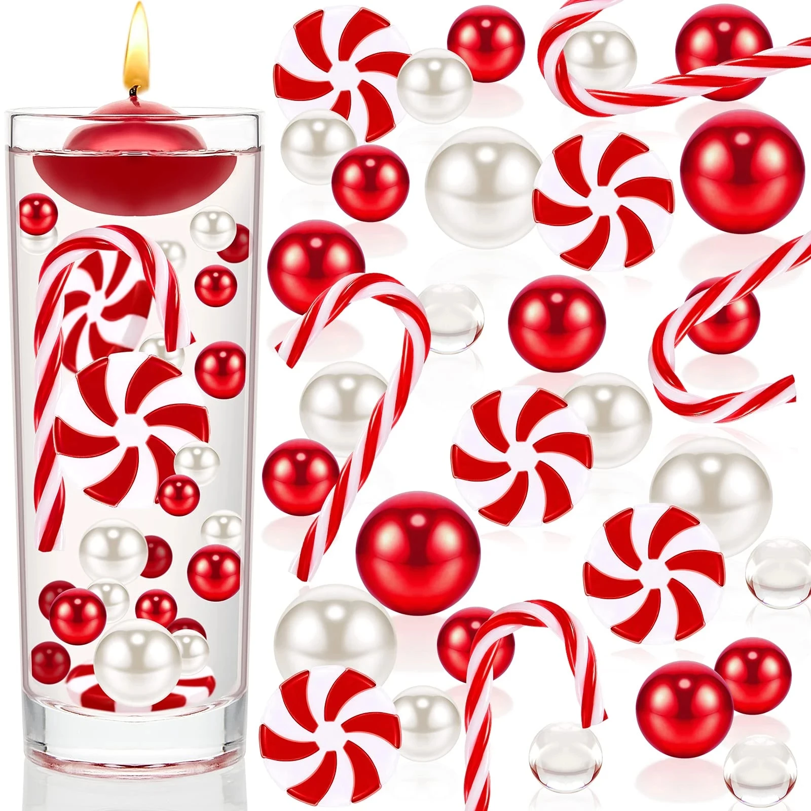 

Floating Vase Pearl Christmas Vase Decoration Wedding Table Decoration includes Transparent Water Gels Vase Fill Party Decor