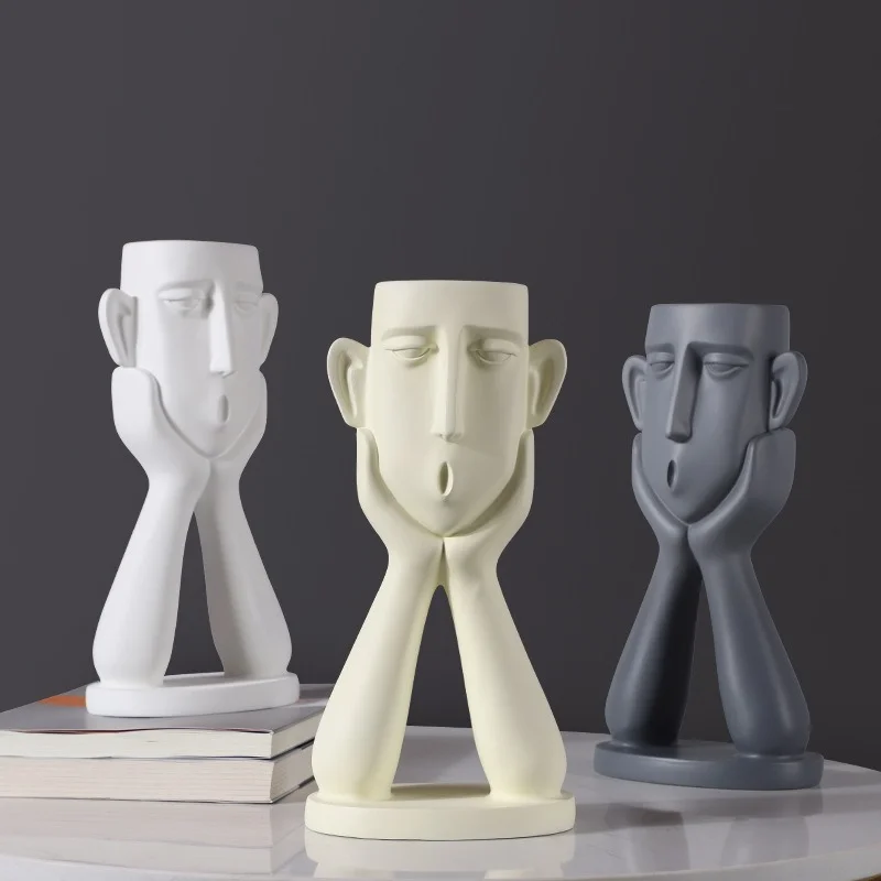 

Succulent Planter Vase Man Head Sculpture European Style Flower Pots Art Design Figure Hobby Modern Home Ornaments Decor
