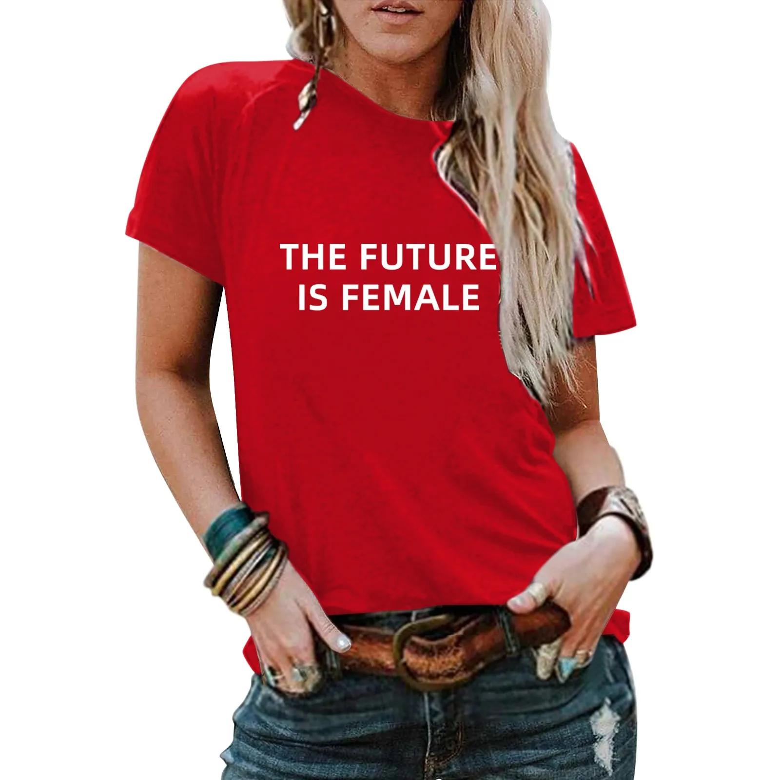 

Women's Letter Slogan Abortion Rights Stamp Print Fashion Soft Round Neck Loose Short Sleeve T Straight Neckline Top Blank Top