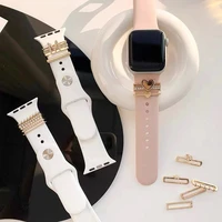 for apple watch band metal charms decorative ring diamond ornament smart watch silicone strap accessories for iwatch bracelet