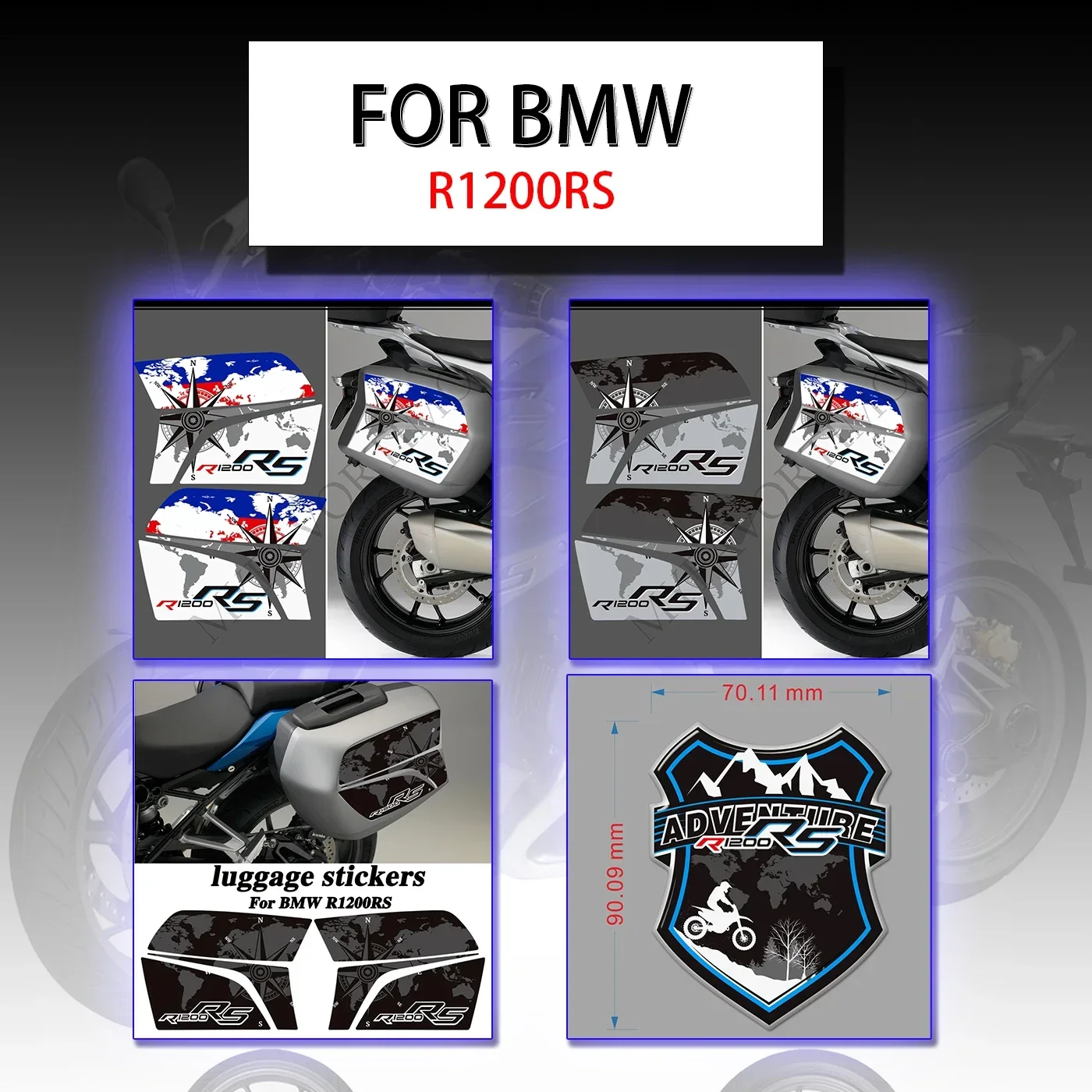 Фото Наклейки на мотоцикл для BMW R1200RS, наклейки с эмблемой и логотипом, багажник, кофры, чехлы №1