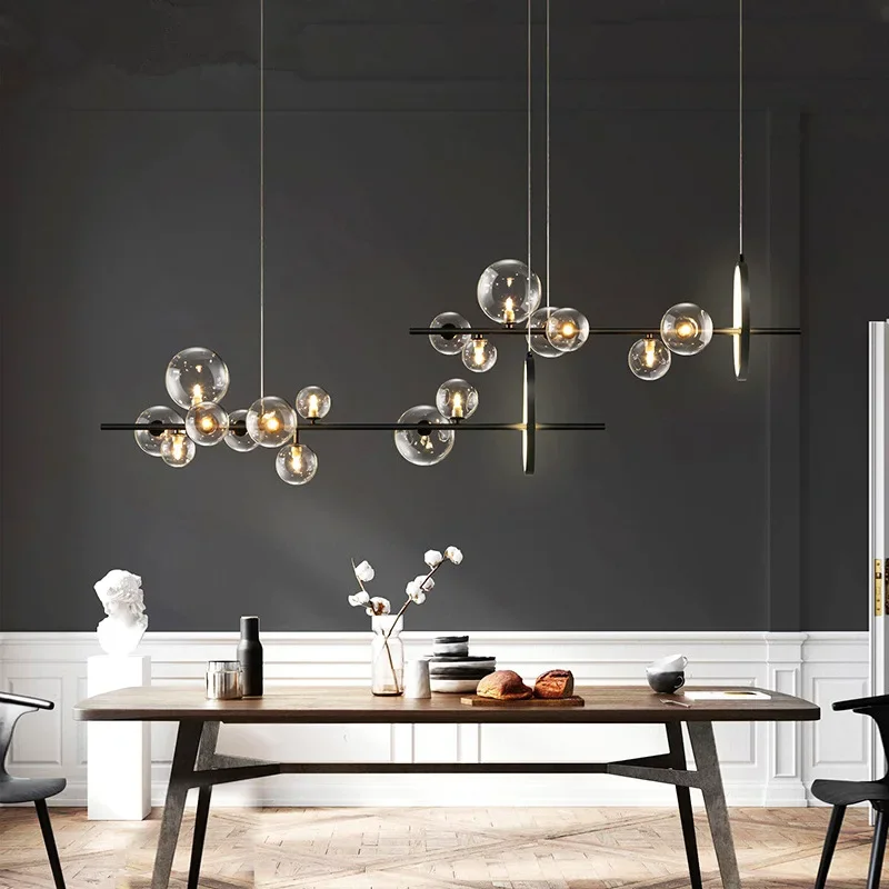 

Лампа для гостиной, столовой, кухни, ресторана в скандинавском стиле, лофт, домашний декор, черная Подвесная лампа G9