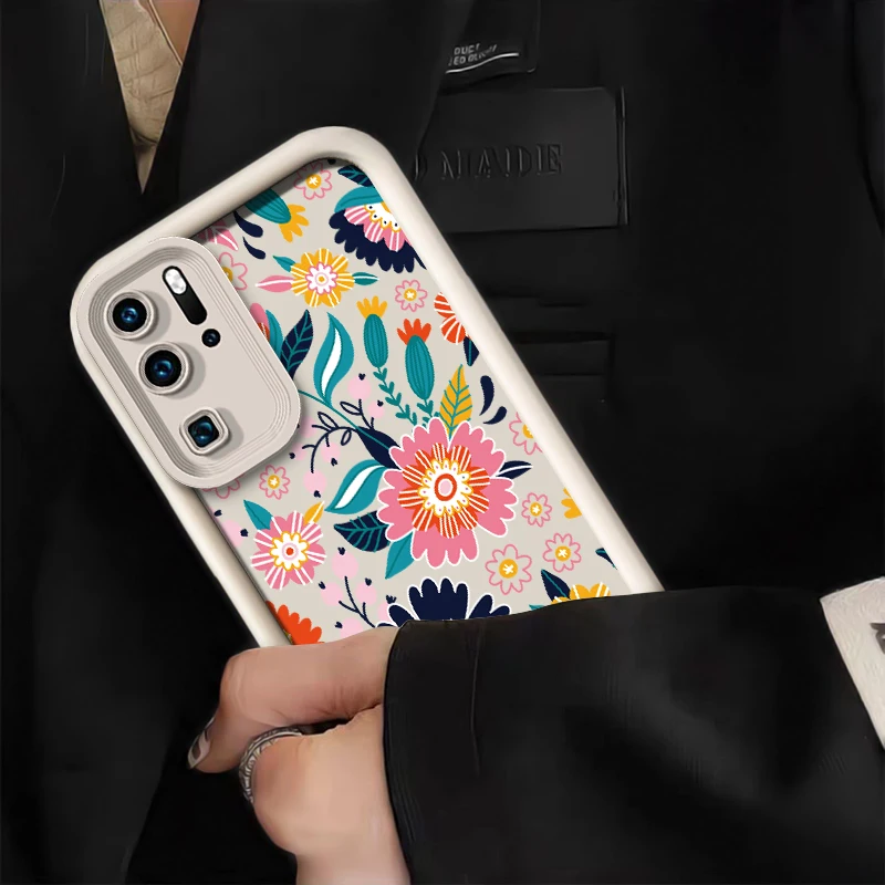 Фото Противоударный чехол для телефона Huawei P50 Pro P40 Lite 5G P Smart Pro Y9 Prime 2019 Y7A Y9S P30 P20, силиконовый чехол с цветочным принтом №3